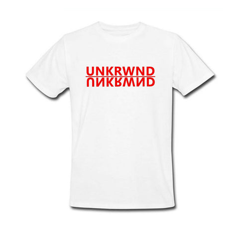 White UNKRWND Tee W/ Red Logo